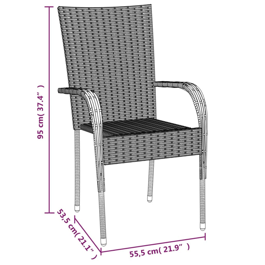 -Delige Tuinset Poly Rattan 5 160 cm tafellengte Grijs