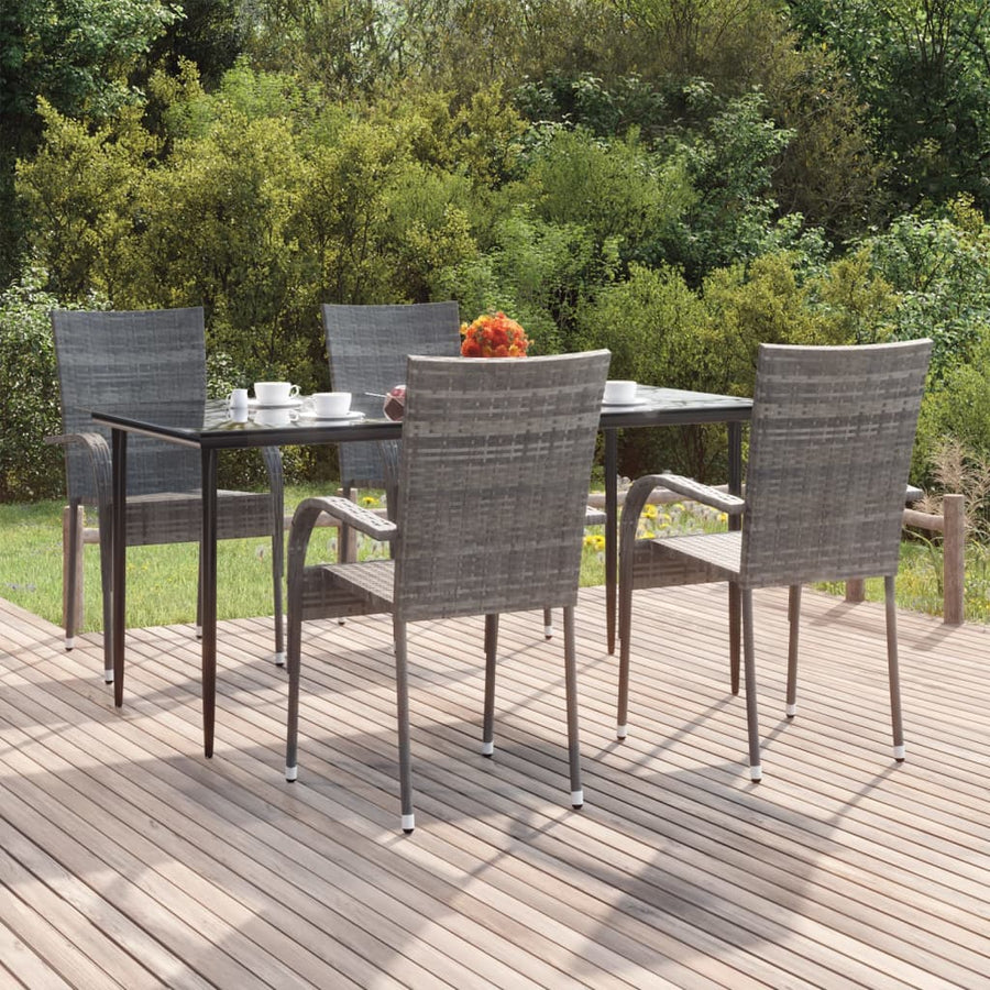 -Delige Tuinset Poly Rattan 5 160 cm tafellengte Grijs