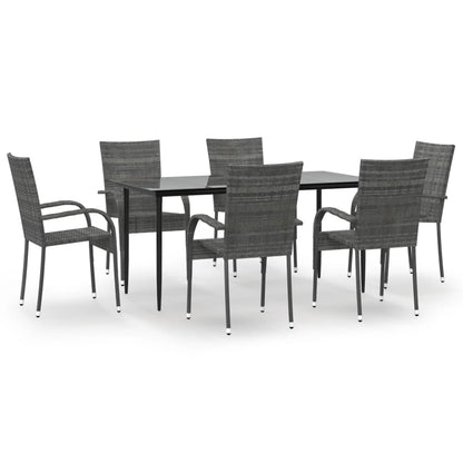 -Delige Tuinset Poly Rattan 7 160 cm tafellengte Grijs