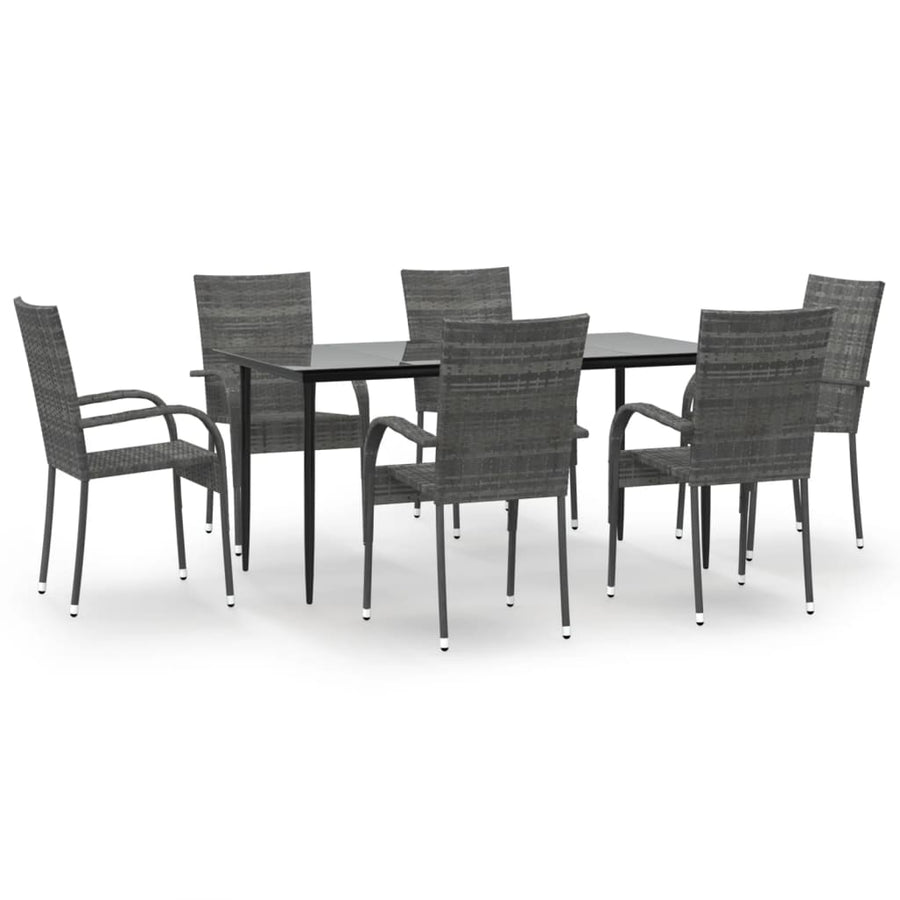 -Delige Tuinset Poly Rattan 7 160 cm tafellengte Grijs