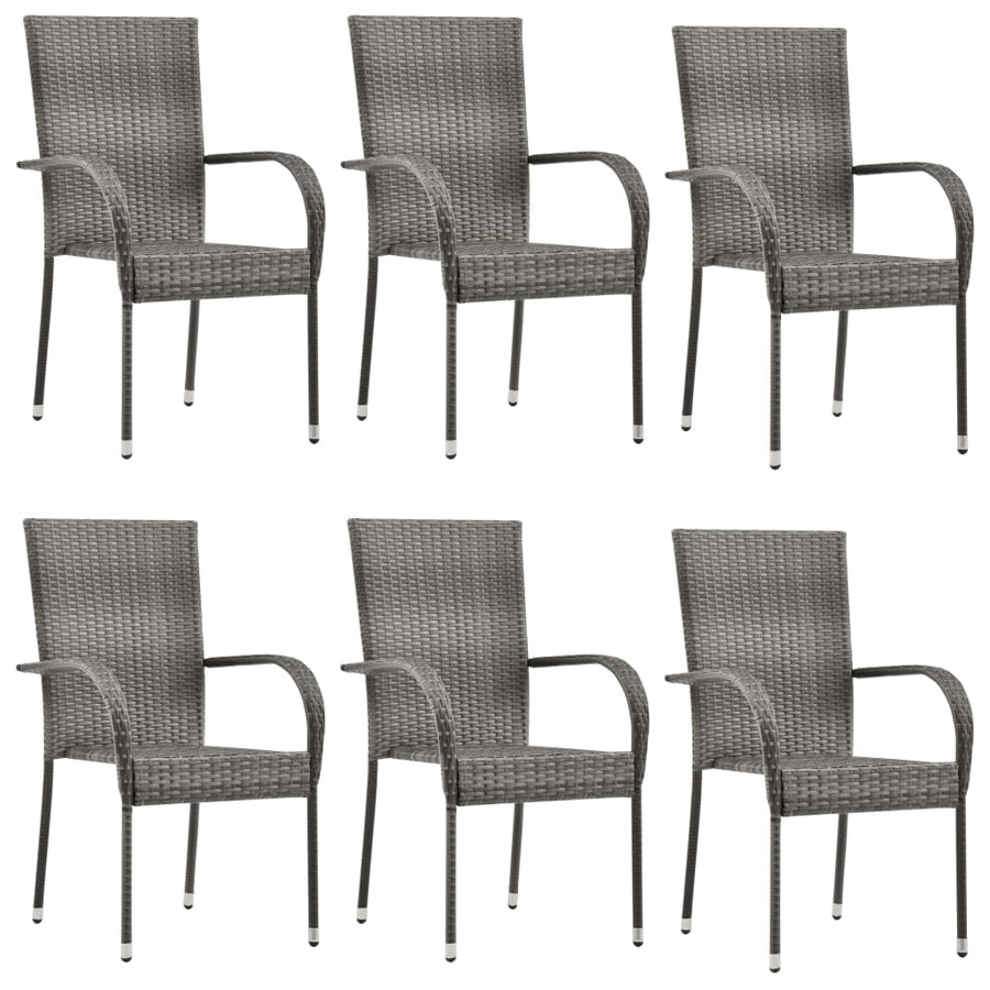 -Delige Tuinset Poly Rattan 7 160 cm tafellengte Grijs