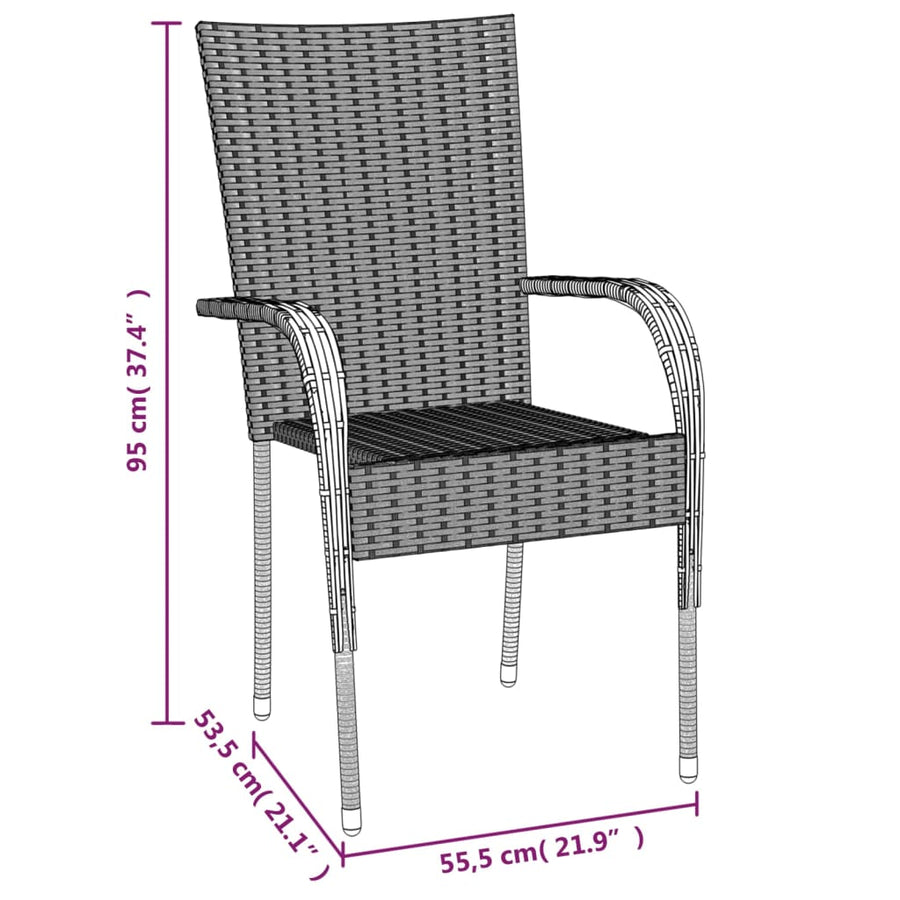-Delige Tuinset Poly Rattan 7 160 cm tafellengte Grijs