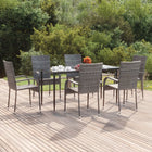 7-piece poly rattan garden furniture set grey