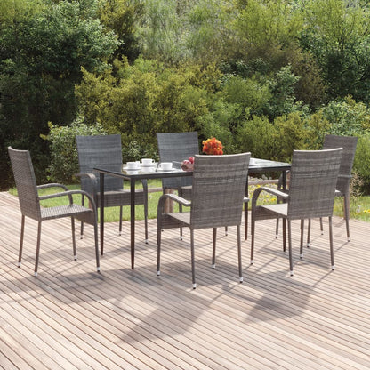 -Delige Tuinset Poly Rattan 7 160 cm tafellengte Grijs