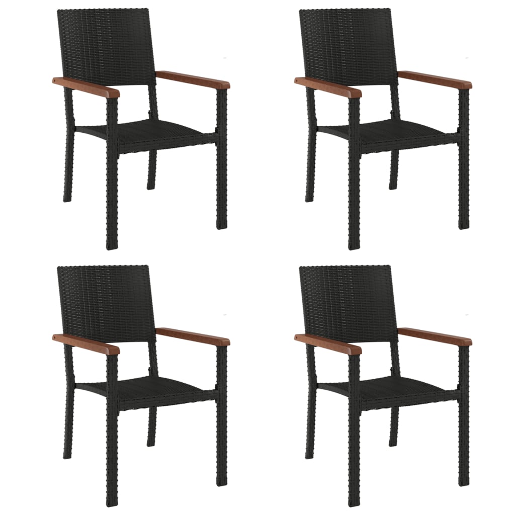 5-Delige Tuinset Poly Rattan Zwart 160 cm tafellengte