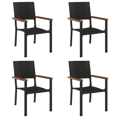 5-Delige Tuinset Poly Rattan Zwart 160 cm tafellengte