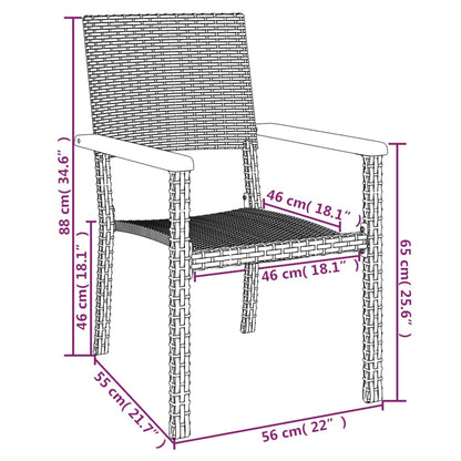 5-Delige Tuinset Poly Rattan Zwart 160 cm tafellengte