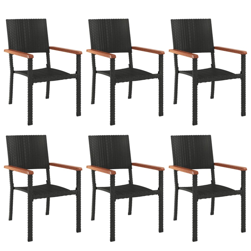 7-Delige Tuinset Poly Rattan Zwart 160 cm tafellengte