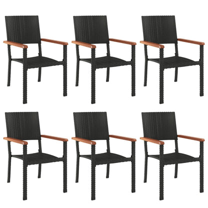 7-Delige Tuinset Poly Rattan Zwart 160 cm tafellengte