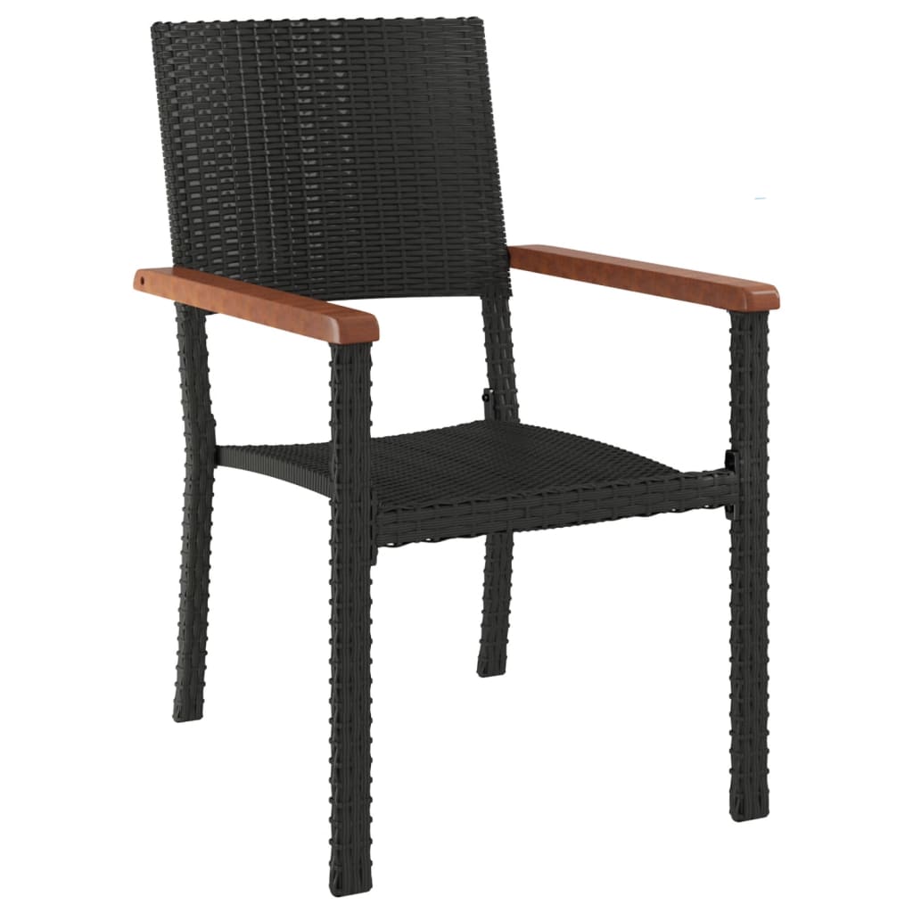 7-Delige Tuinset Poly Rattan Zwart 160 cm tafellengte