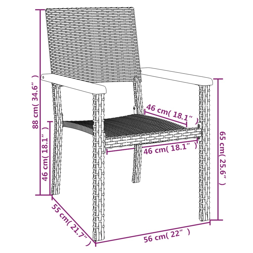 7-Delige Tuinset Poly Rattan Zwart 160 cm tafellengte