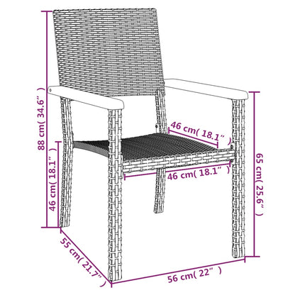 7-Delige Tuinset Poly Rattan Zwart 160 cm tafellengte