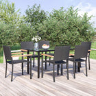 7-piece poly rattan garden set black