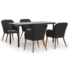 5-Delige Tuinset Met Kussens Zwart 160 cm tafellengte