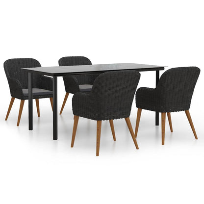 5-Delige Tuinset Met Kussens Zwart 160 cm tafellengte