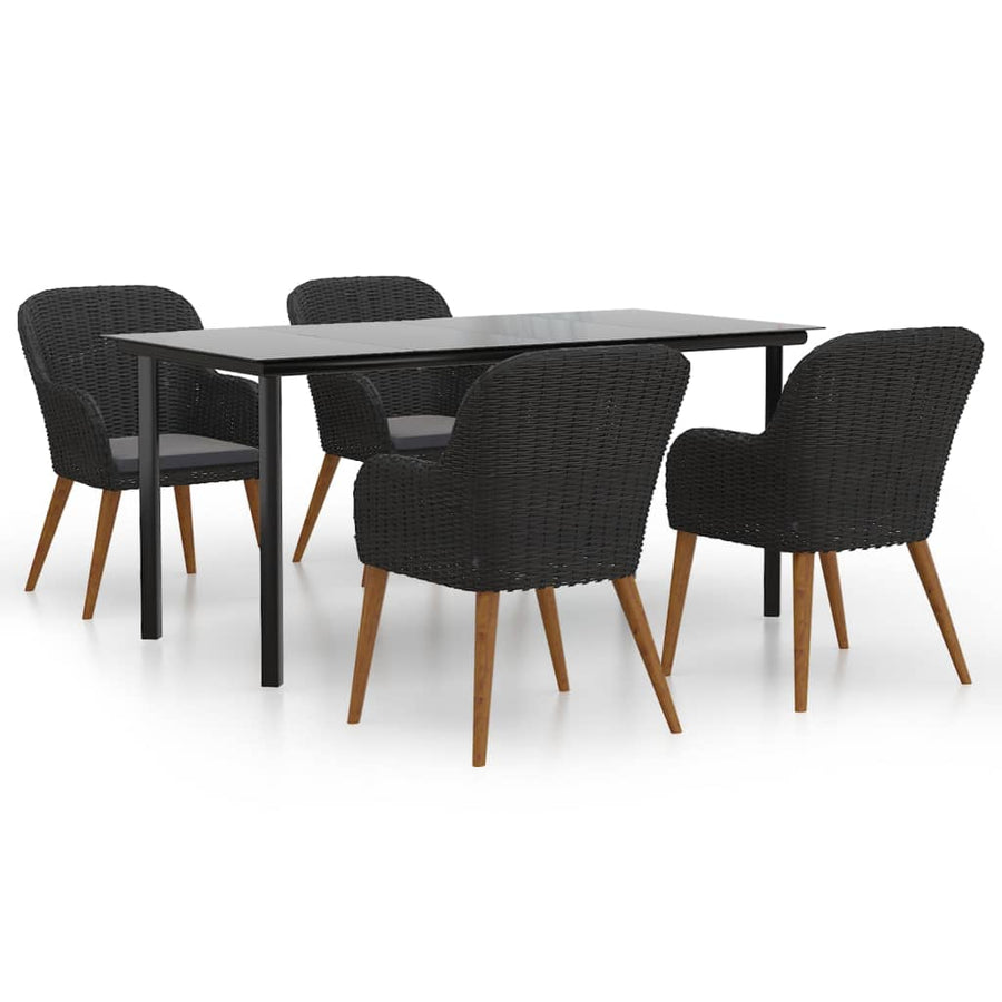 5-Delige Tuinset Met Kussens Zwart 160 cm tafellengte