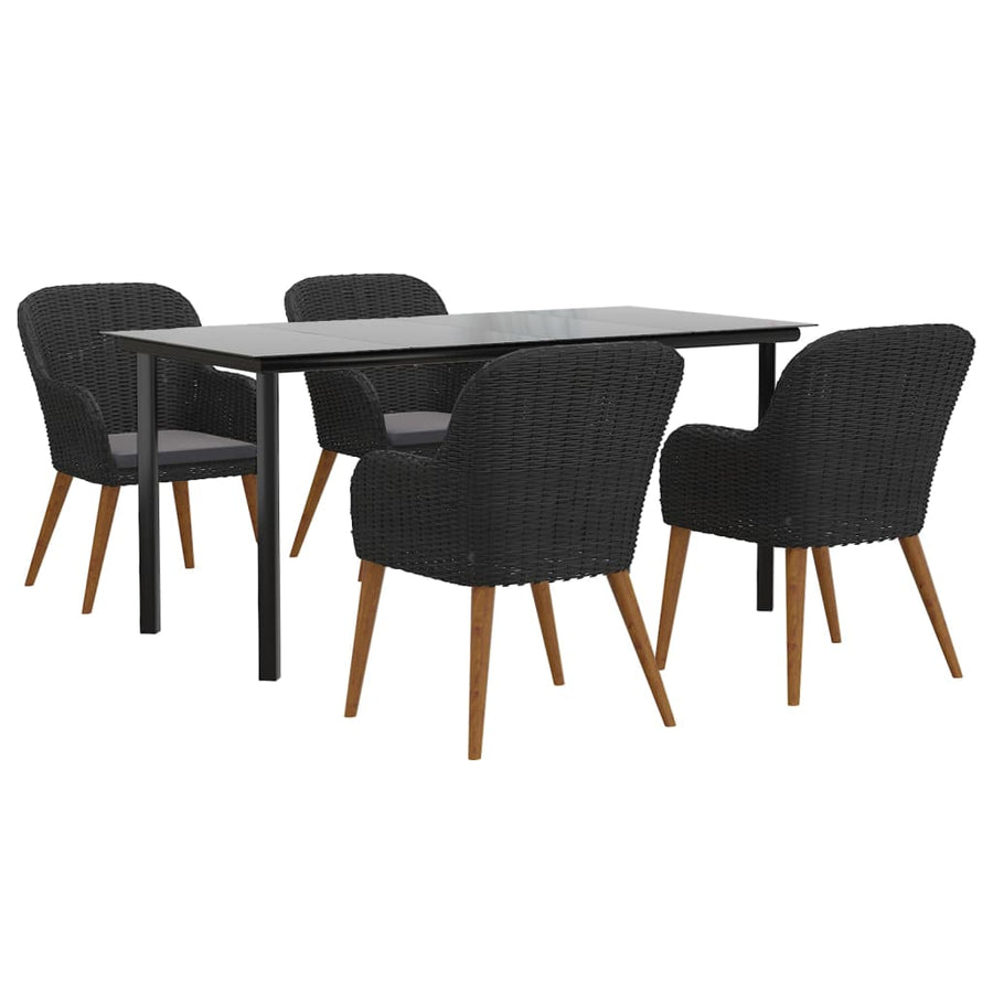 5-Delige Tuinset Met Kussens Zwart 160 cm tafellengte