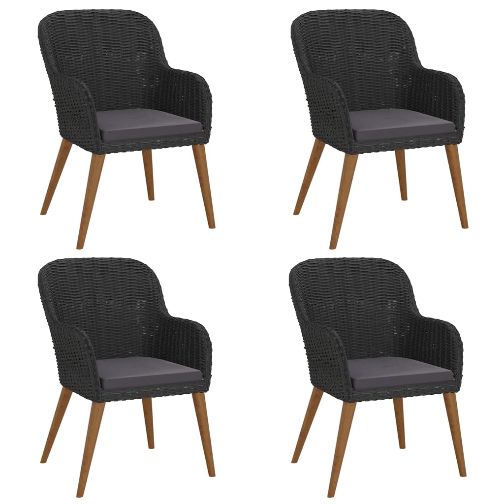 5-Delige Tuinset Met Kussens Zwart 160 cm tafellengte