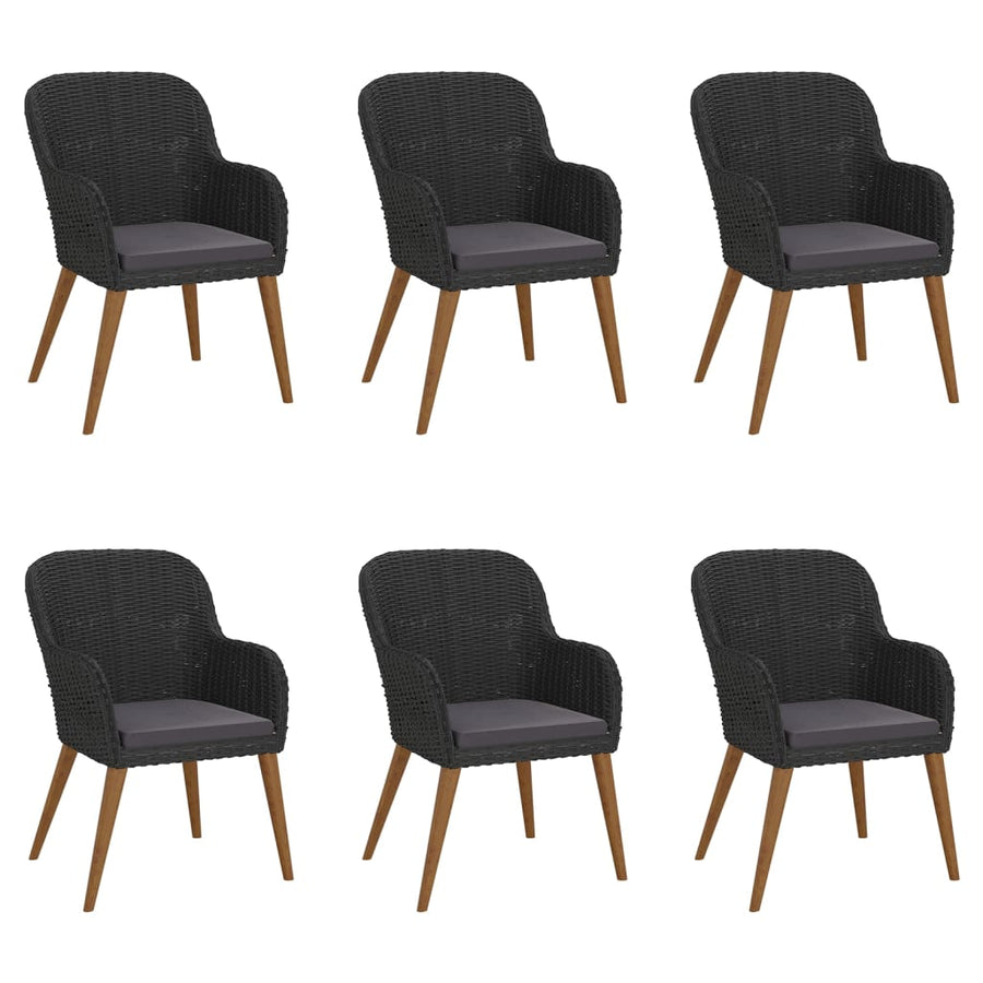 7-Delige Tuinset Met Kussens Zwart 160 cm tafellengte