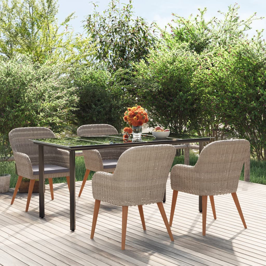 -Delige Tuinset Met Kussens 5 160 cm tafellengte Bruin