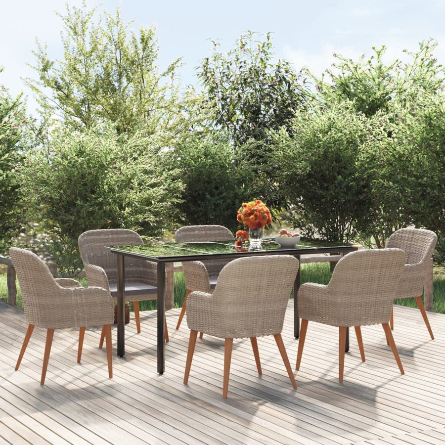 -Delige Tuinset Met Kussens 7 160 cm tafellengte Bruin