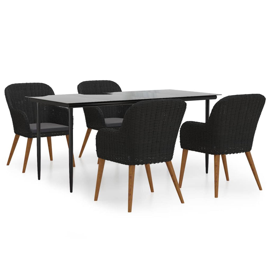 5-Delige Tuinset Met Kussens Zwart 160 cm tafellengte