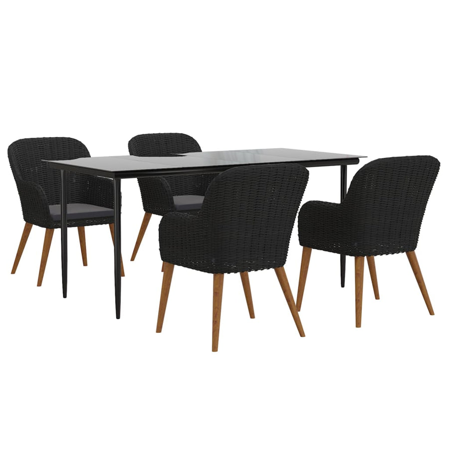 5-Delige Tuinset Met Kussens Zwart 160 cm tafellengte