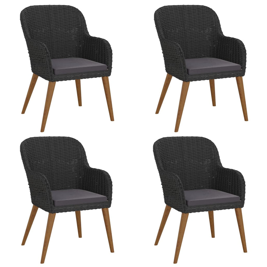 5-Delige Tuinset Met Kussens Zwart 160 cm tafellengte