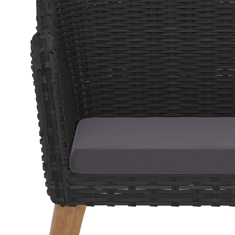 5-Delige Tuinset Met Kussens Zwart 160 cm tafellengte
