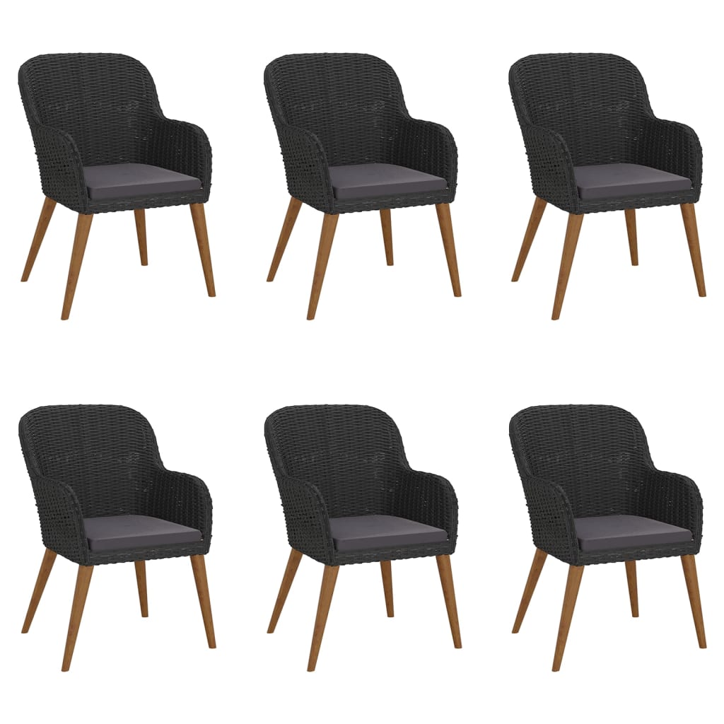 7-Delige Tuinset Met Kussens Zwart 160 cm tafellengte