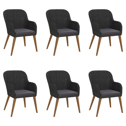 7-Delige Tuinset Met Kussens Zwart 160 cm tafellengte