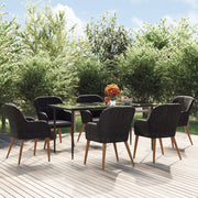 7-piece Garden set with cushions black