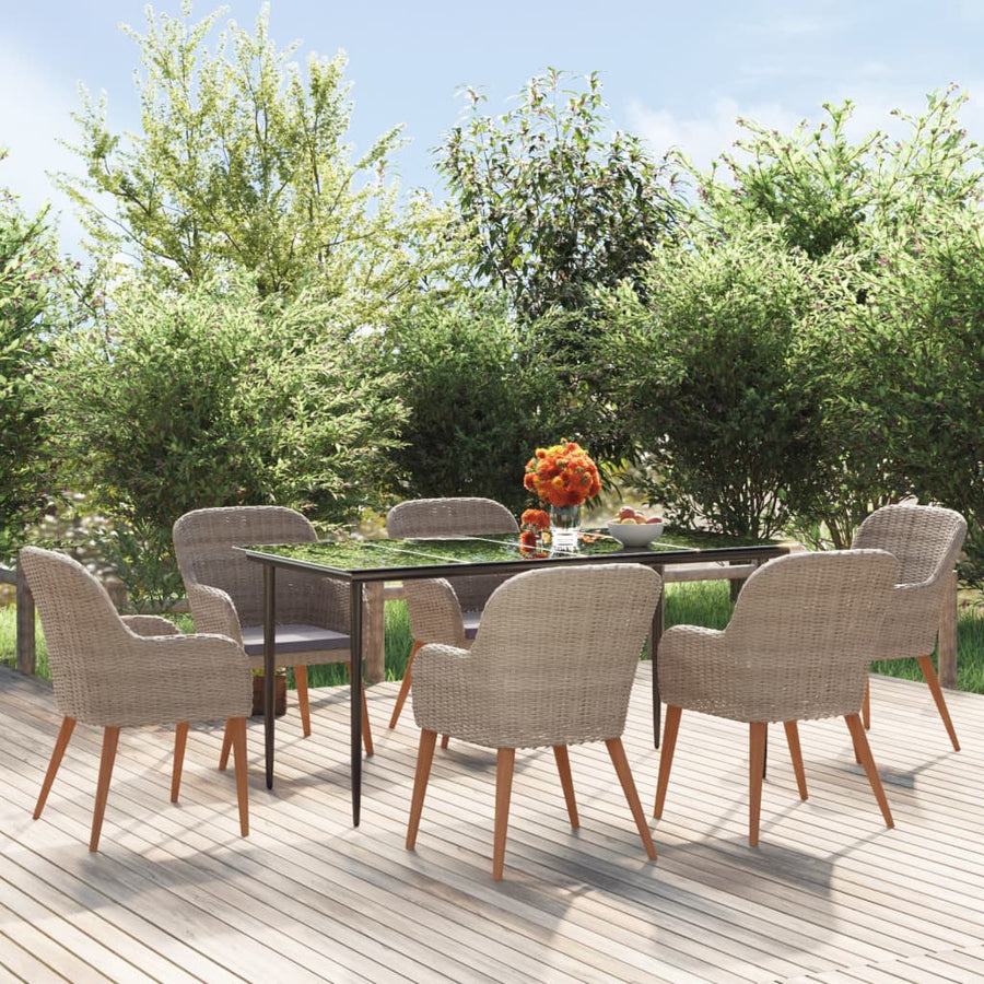 -Delige Tuinset Met Kussens 7 160 cm tafellengte Bruin