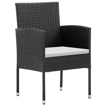 5-delige Tuinset met kussens poly rattan zwart