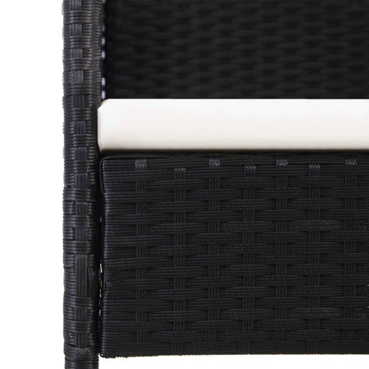 5-delige Tuinset met kussens poly rattan zwart