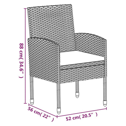 5-delige Tuinset met kussens poly rattan zwart