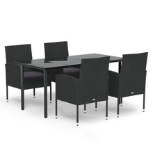 -Delige Tuinset Met Kussens Poly Rattan 5 160 cm tafellengte Zwart en grijs