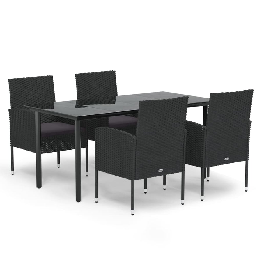 -Delige Tuinset Met Kussens Poly Rattan 5 160 cm tafellengte Zwart en grijs