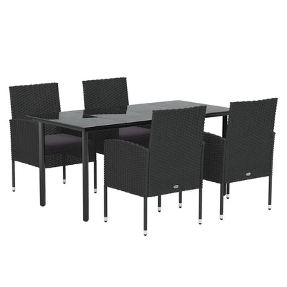 -Delige Tuinset Met Kussens Poly Rattan 5 160 cm tafellengte Zwart en grijs