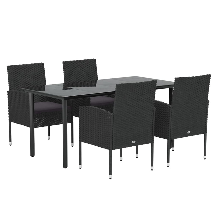 -Delige Tuinset Met Kussens Poly Rattan 5 160 cm tafellengte Zwart en grijs