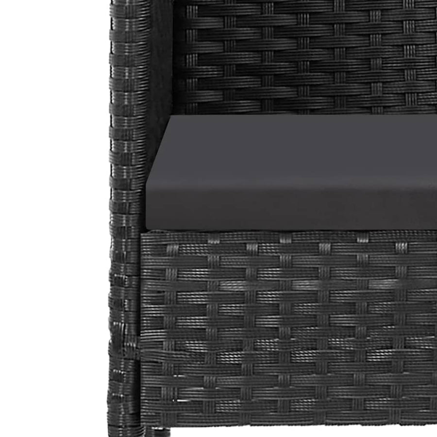 -Delige Tuinset Met Kussens Poly Rattan 5 160 cm tafellengte Zwart en grijs