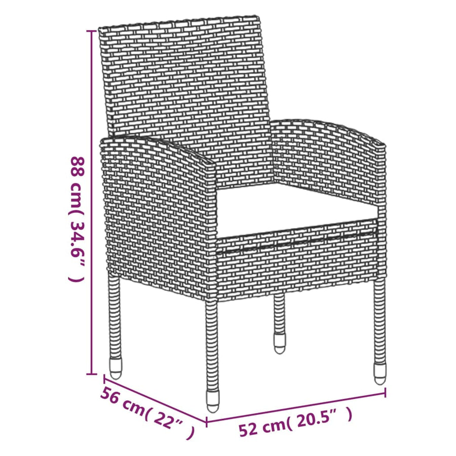 -Delige Tuinset Met Kussens Poly Rattan 5 160 cm tafellengte Zwart en grijs