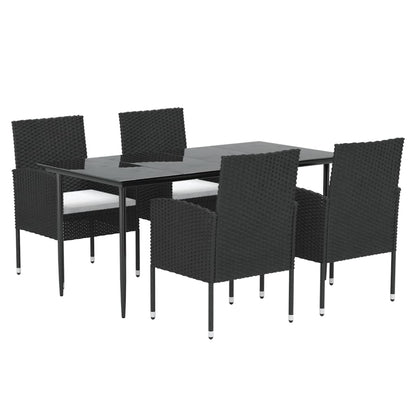 -Delige Tuinset Met Kussens Poly Rattan 5 160 cm tafellengte Zwart en wit