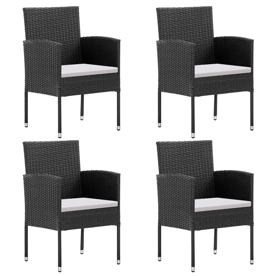 5-delige Tuinset met kussens poly rattan zwart