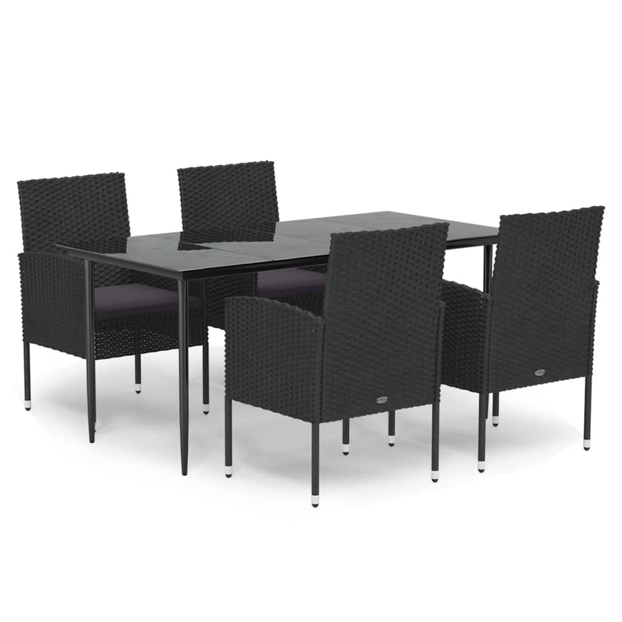 -Delige Tuinset Met Kussens Poly Rattan 5 160 cm tafellengte Zwart en grijs