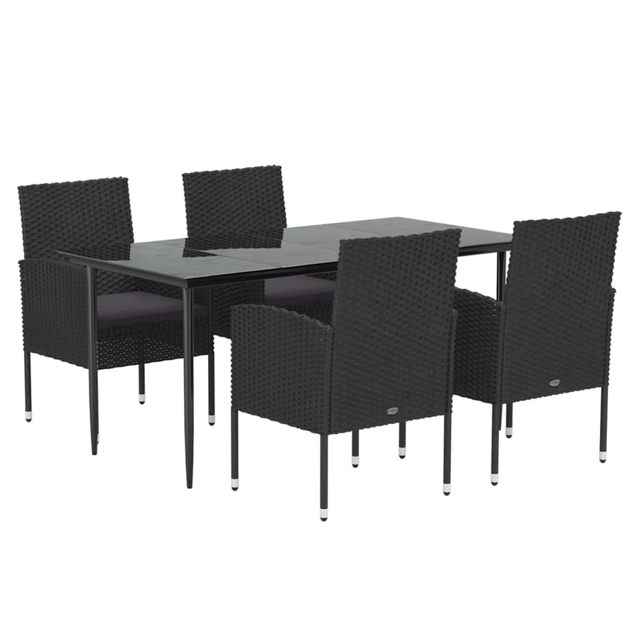 -Delige Tuinset Met Kussens Poly Rattan 5 160 cm tafellengte Zwart en grijs