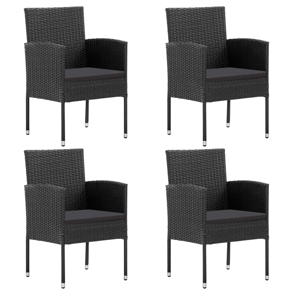 -Delige Tuinset Met Kussens Poly Rattan 5 160 cm tafellengte Zwart en grijs