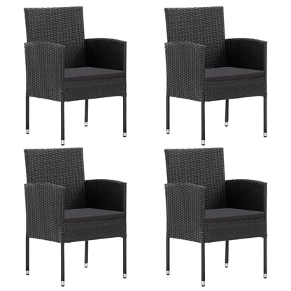 -Delige Tuinset Met Kussens Poly Rattan 5 160 cm tafellengte Zwart en grijs