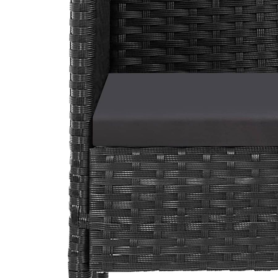 -Delige Tuinset Met Kussens Poly Rattan 5 160 cm tafellengte Zwart en grijs