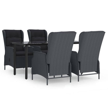 -Delige Tuinset Poly Rattan 5 160 cm tafellengte Donkergrijs